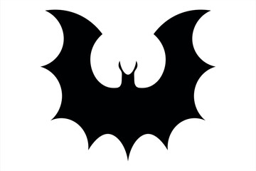 Scary black bat flat icon. Vector illustration isolated on white background.