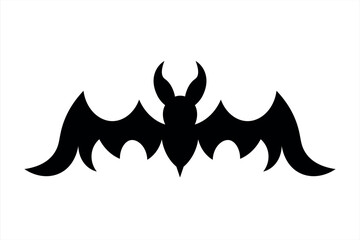 Scary black bat flat icon. Vector illustration isolated on white background.