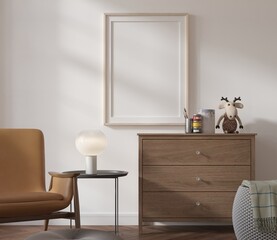 mockup poster modern contemporary  room interior background. 3d rendering