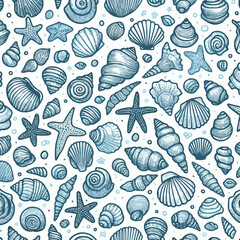sea shells seamless pattern