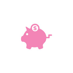 piggy bank flat icon logo design