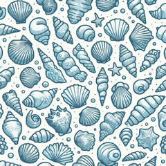 sea shells seamless pattern
