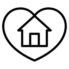 House with heart shape icon , love home symbol,