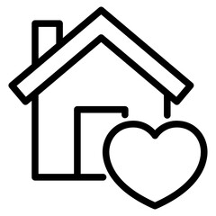 House with heart shape icon , love home symbol,