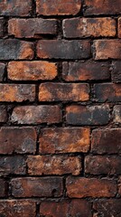 Fototapeta premium Weathered Brick Wall with Dark Stains and Patches