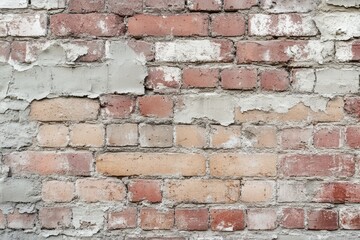 Obraz premium Weathered Brick Wall with Peeling Mortar
