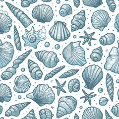 sea shells seamless pattern