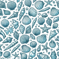 sea shells seamless pattern