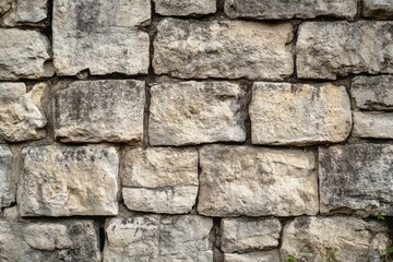 Fototapeta premium Close-up of a Weathered Stone Wall with Irregularly Shaped Stones