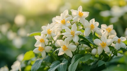 Fototapeta premium Potatoes flowers blossom flowering potato plant Close up organic vegetable flowers blossom growth in garden : Generative AI