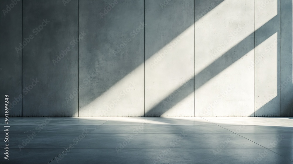 Poster light and shadow on the corner surface of concrete wall in empty room perspective side view and mini