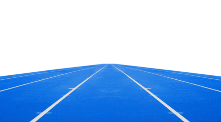 empty blue running tracks in stadium