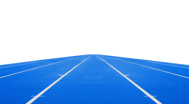 empty blue running tracks in stadium
