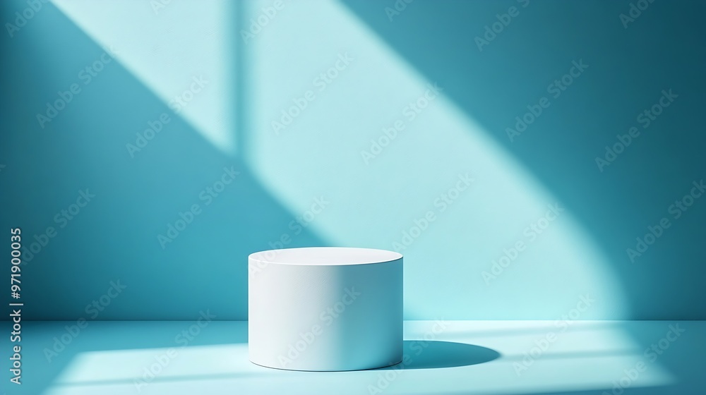 Poster pastel blue background for product display or mock up with shadow and light : Generative AI
