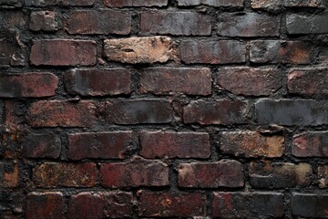 Obraz premium Dark Red Brick Wall with Black Mortar