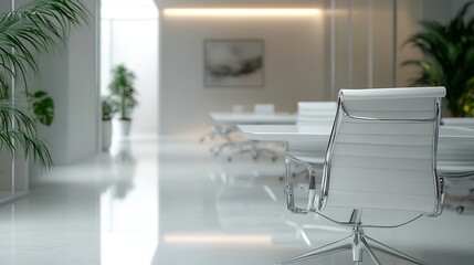 Interior of a modern home office small office start up business white conference room : Generative AI