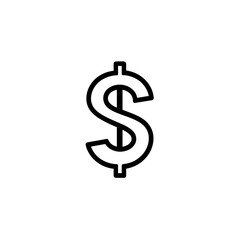 A simple dollar sign icon illustrates the concept of monetary value and finance, ideal for use in presentations, websites, and financial materials