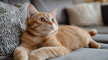 Cute red cat in living room : Generative AI
