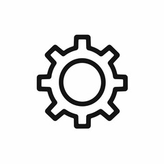 This graphic depicts a black gear icon set against a clean white background, symbolizing machinery, engineering, and technological innovation