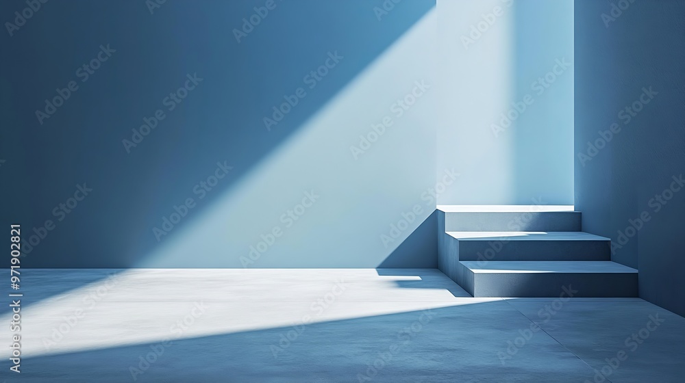 Leinwandbilder abstract geometry studio scene with shadow and light blue background for luxury product display show