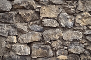 Obraz premium Close-up of a Rough Stone Wall with Irregularly Shaped Stones