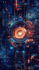 Futuristic abstract technology background with glowing lights and intricate patterns, ideal for digital and sci-fi projects.