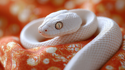 Fototapeta premium 白ヘビの年賀状素材