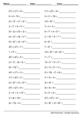 Math Worksheet - Multiple Operations_Course_034