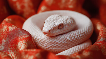 Fototapeta premium 白ヘビの年賀状素材