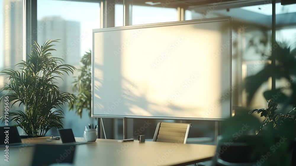 Poster whiteboard for plots and ideas in meeting room in office center : generative ai