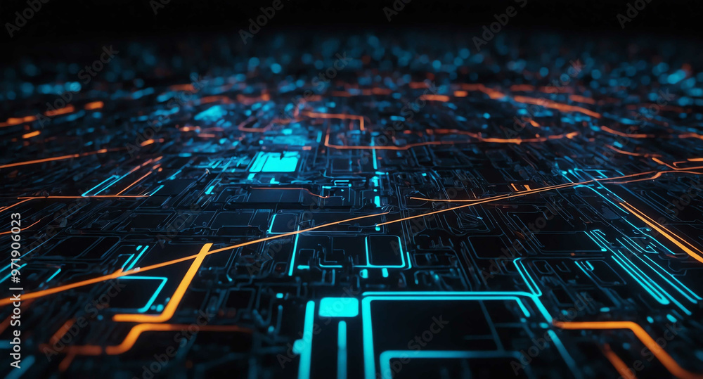 Poster futuristic circuit grid glow abstract background