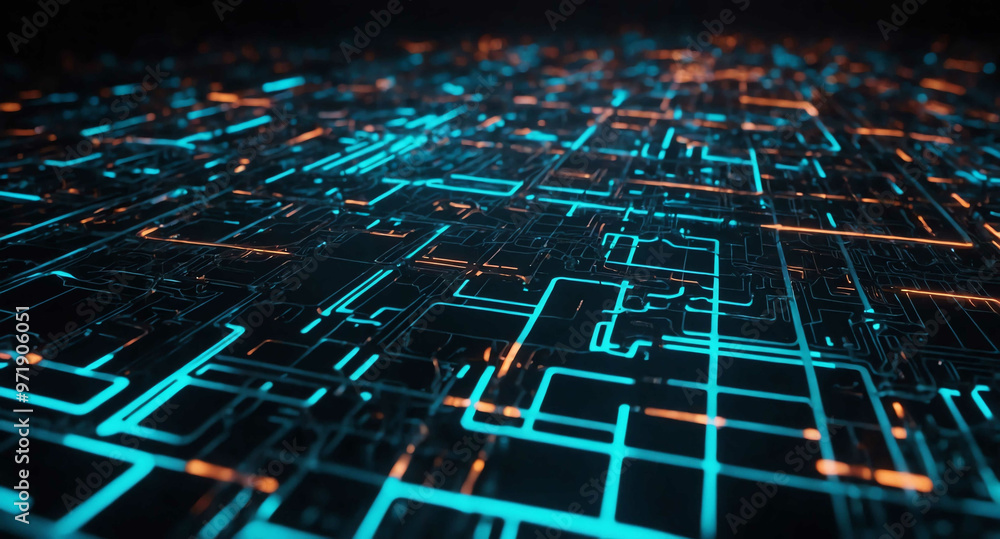 Poster futuristic circuit grid glow abstract background