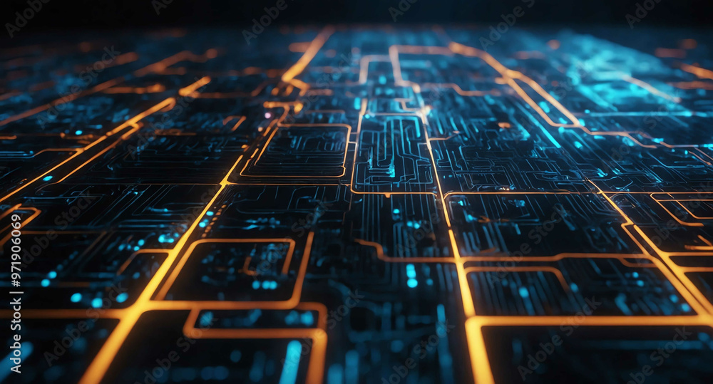 Poster futuristic circuit grid with light abstract background