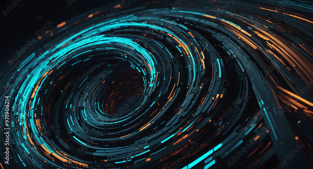Poster Futuristic data stream swirl abstract background