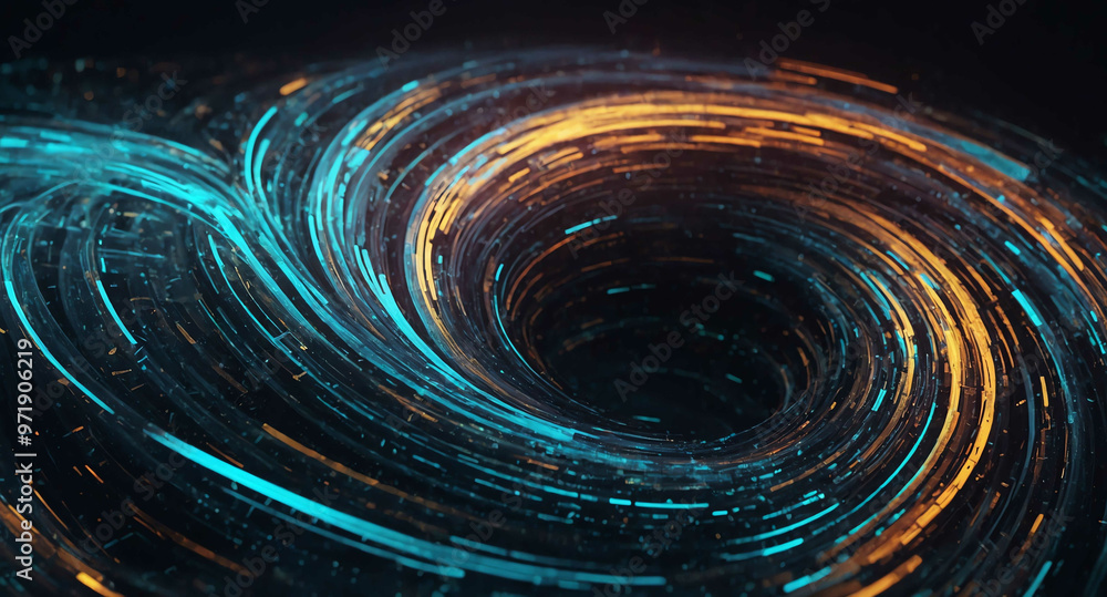 Poster Futuristic data stream swirl abstract background