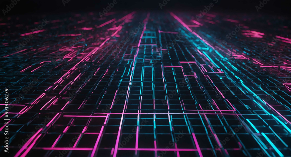 Poster futuristic grid glowing pathways abstract background