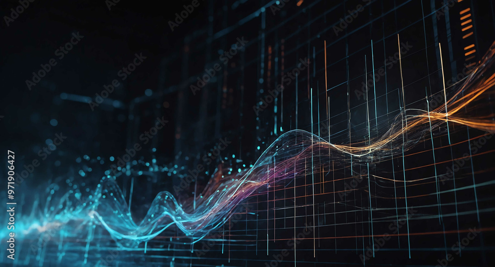 Poster futuristic tech waveforms light abstract background