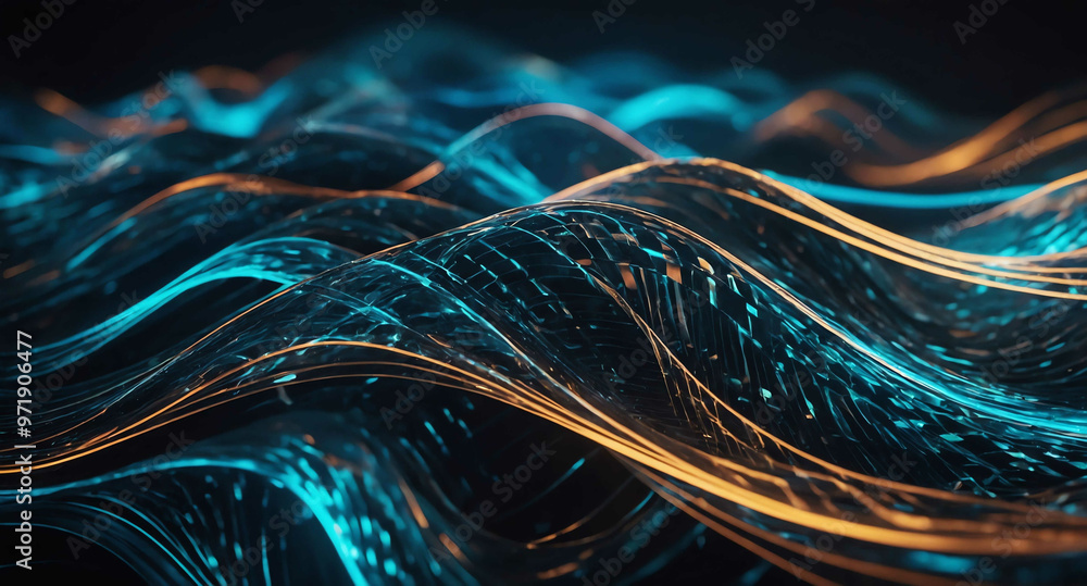 Poster futuristic tech waves with light abstract background