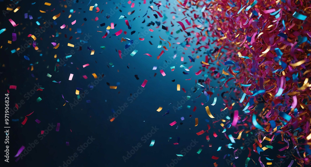 Sticker Glittering confetti with neon glow abstract background