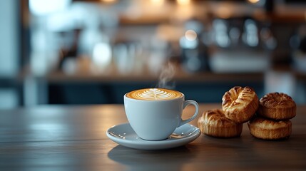 Cup of italian espresso and brioches : Generative AI