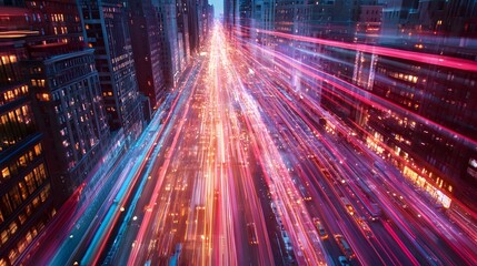 Fototapeta premium Abstract Cityscape with Light Trails of Traffic at Night