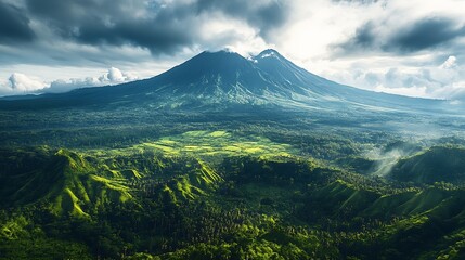 Fototapeta premium Mountain View in indonesia region : Generative AI