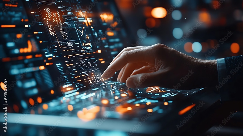Aufkleber Businessman using ai technology for data analytics Artificial Intelligence generate Futuristic technology robot in online system Business in future to invest and develop corporate conc : Generative AI