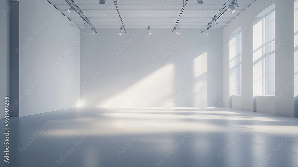 Poster white room background white empty room with spotlights for products and design white studio room : g