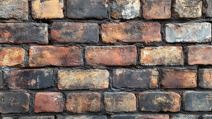 Fototapeta premium Weathered Brick Wall with Dark Mortar