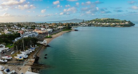 Marina, Northhead, housing and shorline of Devonport, Auckland, Auckland, New Zealand.