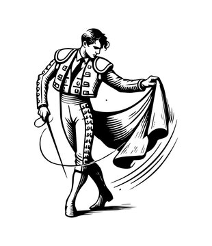 recommend clip art: matador engraving black and white outline