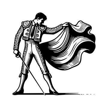 recommend clip art: matador engraving black and white outline