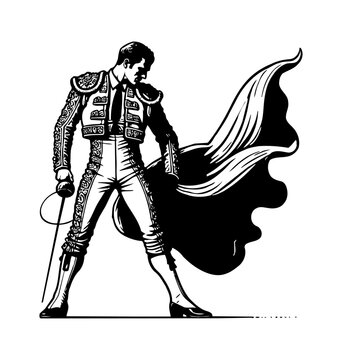 recommend clip art: matador engraving black and white outline