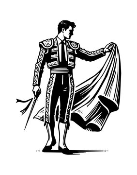 recommend clip art: matador engraving black and white outline